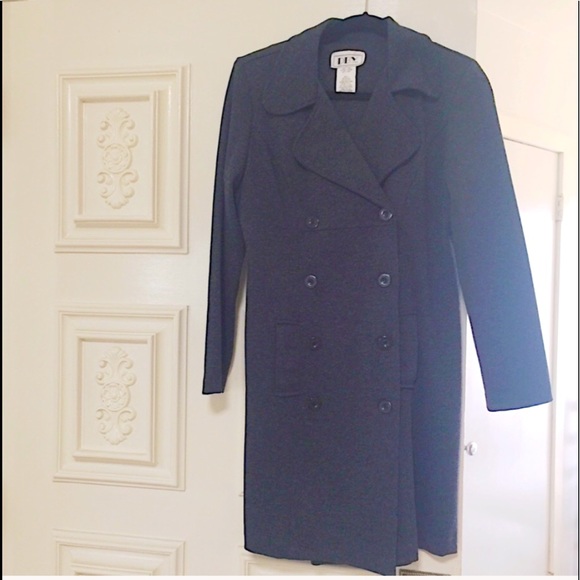 📸Classic Chic Double Breasted Button Down Smokey Grey Coat Warm & Cozy Style🧥 - Picture 8 of 15